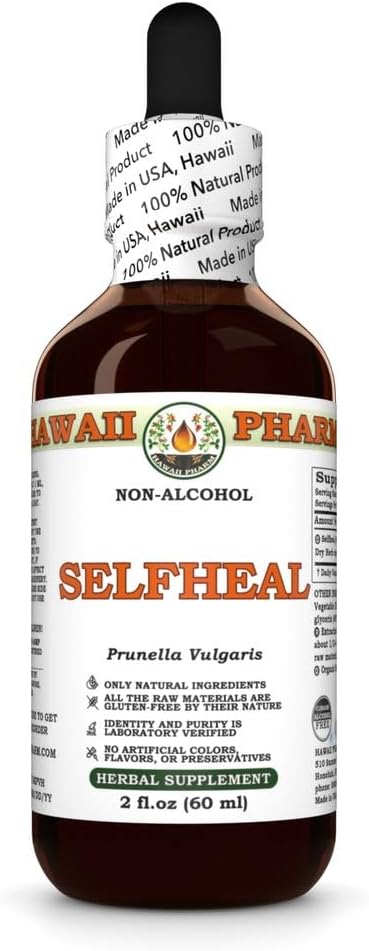 Selfheal (Prunella Vulgaris) Dry Herb Glycerite, All Natural, Vegan, Lab Tested Alcohol-Free Liquid Extract - 2 fl.oz