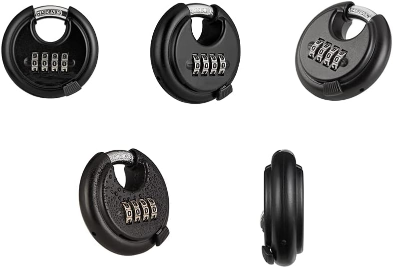 WULALACK 70mm Combo Lock?Disc Combination Lock with 4 Digit,Heavy Duty Storage Lock for Garage, Outdoor Fence, Shed, Storage Unit, Trailer, 1 Pack (Cosmetic Scratches)