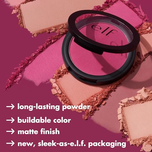 e.l.f Primer-Infused Blush, Long-Wear, Matte, Bold, Lightweight, Blends Easily, Contours Cheeks, Always Rosy, All-Day Wear, Vegan & Cruelty-Free