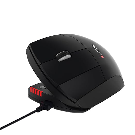 Contour Design Unimouse Left-Hand Wired Ergonomic Mouse, Fully Adjustable 2.4GHz for Laptop & Desktop, Mac & PC Compatible