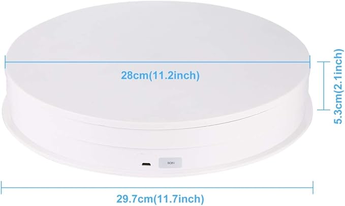 PULUZ 360 Degree Photography Turntable Rotating Display Stand, 11.2in(28cm) Diameter 360 Degree Turntable Display Stand for Photography Video Shooting Props Jewelry, Max Load 44Lb (White)