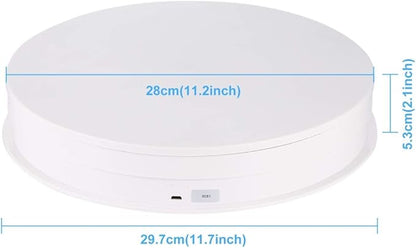 PULUZ 360 Degree Photography Turntable Rotating Display Stand, 11.2in(28cm) Diameter 360 Degree Turntable Display Stand for Photography Video Shooting Props Jewelry, Max Load 44Lb (White)