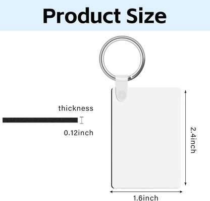 90Pcs Sublimation Keychain Blanks,Blank Keychains MDF Double Sides Rectangle Round Keychains Blanks with Rings Clips