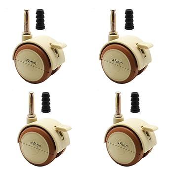TiStm Heavy Castor Wheels-2 Inch Child Crib Caster Rubber Swivel Cot Castors,Set of 4 Furniture Wheel,Baby Crib Wheel Accessories,Load 80kg,Double Wheel,Silent,with Metal Plunger Stem (Color Casters