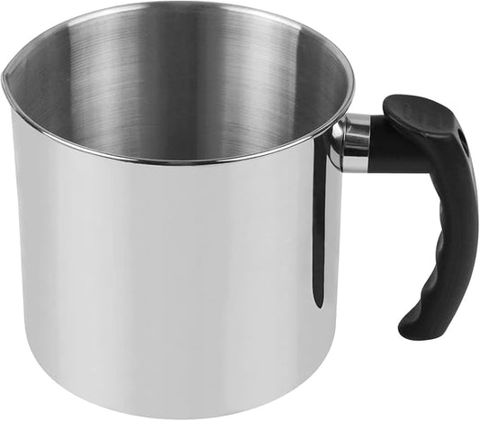 Candle Making Pouring Pot,Double Boiler Wax Melting Pot,Dripless Pouring Spout -Heat-Resisting Handle Designed Candle Making Pitcher, Silver