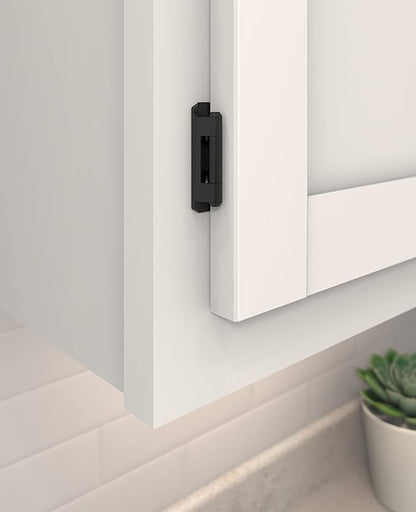Amerock Cabinet Hinge 12 inch (13 mm) Overlay Hinge Matte Black 2 Pack Self-Closing Hinge Partial Wrap Hinge Cabinet Door Hinge