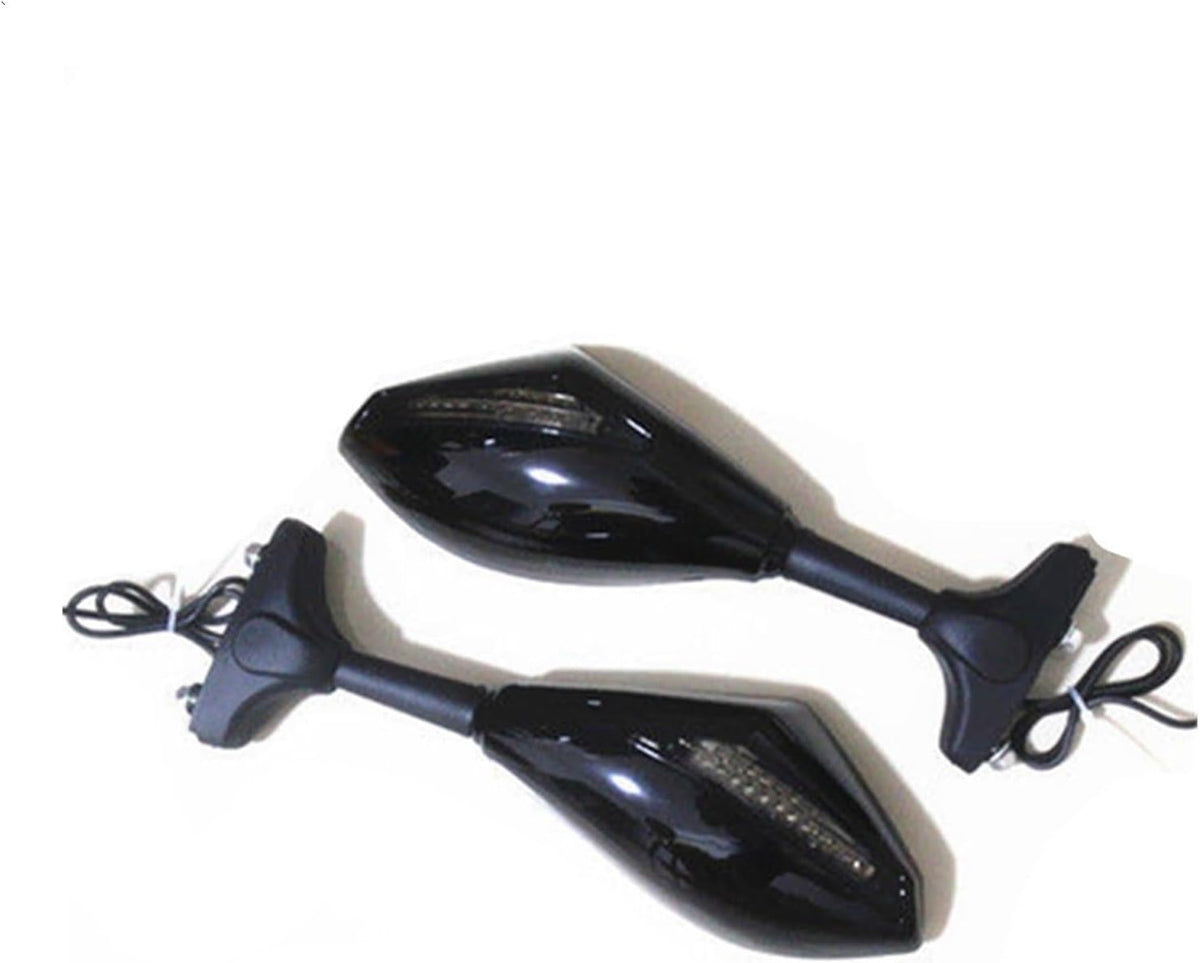 2x Motorcycle Side Mirrors Integrated Turn Signal Light Mirrors Compatible With Suzuki GSX-R 600 750 1000 SV1000S GSF 1200 (1 Pair Smoke)