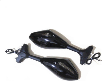 2x Motorcycle Side Mirrors Integrated Turn Signal Light Mirrors Compatible With Suzuki GSX-R 600 750 1000 SV1000S GSF 1200 (1 Pair Smoke)