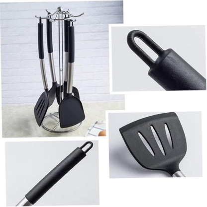Silicone Slotted Spatula Non-Stick Heat-Resistant Stainless Steel Cooking Spatula Silicone Kitchen Baking Utensil Set