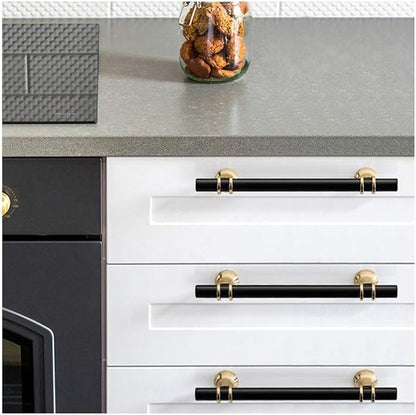 Drawer knobs,Cupboard knobs,Modern Zinc Alloy Black Gold Door Handles Kitchen Cabinet Handles Solid Drawer Knobs Fashion Furniture Handle Hardware,Black Gold knob (Color : Copper Gold 160mm)