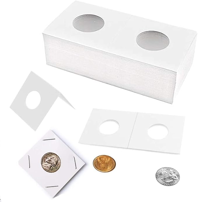 100 Pieces Cardboard Coin Flips 2x2 Holders Sleeves for All Coins Collection Supplies Currency Holder Storage for Pennies, Quarters, Stamp(40mm-100pcs)