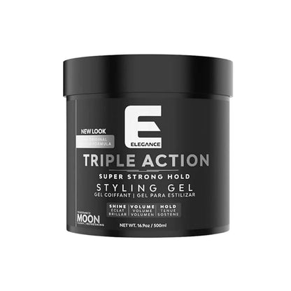 E Elegance Moon Fragrance Triple Action Hair Gel for Men And Women - Super Strong Hold, Extreme Volume, And Long Lasting Shine - Flake Free And Refreshing Fragrance - All Hair Types, 16.9 oz