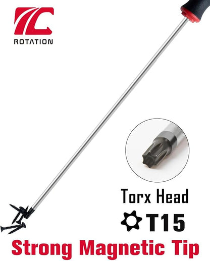 Extra Long Torx Screwdrivers, 12 inch (300mm) Magnetic Star Screwdriver, T15, Tamper Proof, Long Star Screwdriver