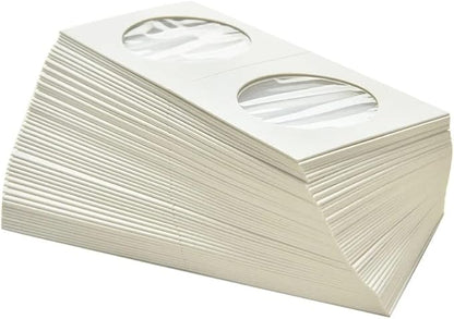 50 Pieces Cardboard Coin Flips 2x2 Holders Sleeves for All Coins Collection Supplies Currency Holder Storage for Pennies, Quarters, Stamp (40mm)