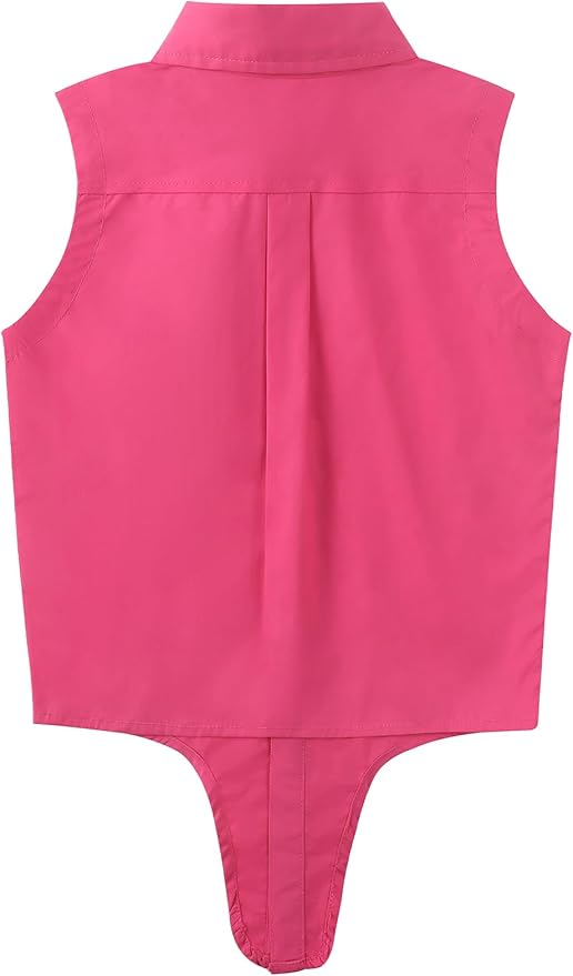 Noomelfish Girls Sleeveless Button Down Shirt Tie Knot Blouse Tank Tops (5-12 Years)