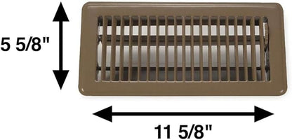 Rocky Mountain Goods Floor Register Vent for 4-Inch by 10-Inch Vent Openings (Item Dimensions 11.5 x 5.5") - Easy Adjust Air Supply Lever - Premium Finish - Heavy Duty to Allow Walk on use (Brown)