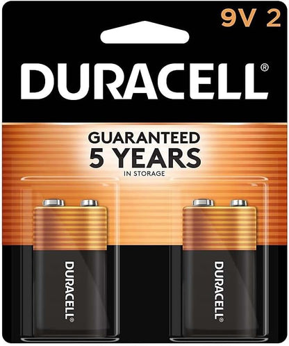 Duracell Coppertop 9V Battery, 2 Count (Pack of 1), Long-lasting All-Purpose Alkaline 9V Batteries for Household and Office Device