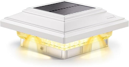 SIEDiNLAR 5.5x5.5 inch Solar Post Lights 50 Lumens 2 Modes, Post Caps Light Outdoor Waterproof for 5.5x5.5 Vinyl Wooden Posts, Deck Fence Garden Patio Decor, Warm/White Lighting (White,1 Pack)