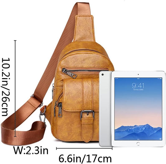 Women Chest Bag Sling Bag Multiple pockets Crossbody Bags Casual Daypacks Purse-Black