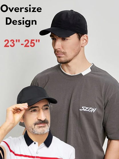 Oversize XXL Baseball Caps,Quick Dry Mesh Sports Hat for Big Heads 23"-25"?Waterproof Lightweight Running Sun Hat.