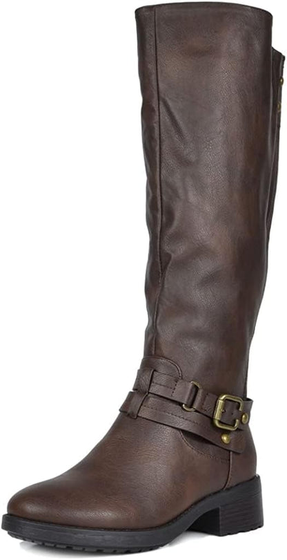 Women's Knee High Boots, Buckle Riding Boots