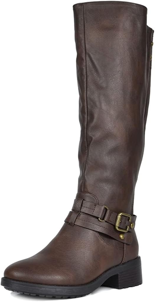Women's Knee High Boots, Buckle Riding Boots
