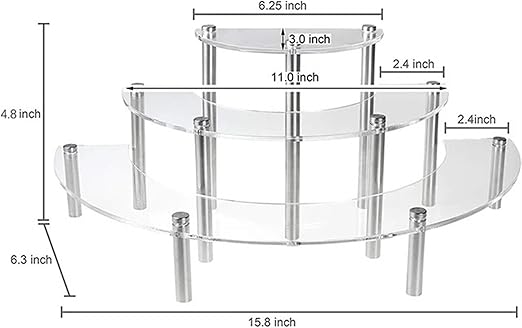3-Tier Acrylic Round Cupcake Dessert Stand-Riser Display Stand Display Self for Figures Retail Showcase(White)