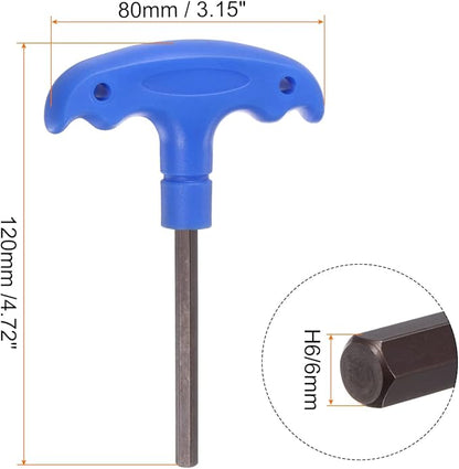 HARFINGTON H6 T-Handle Hex Key Wrench 6mm S2 Steel T-Key Inner Hexagon Spanner Repair Tool