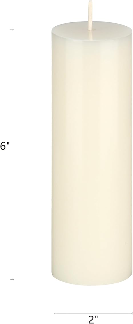 Mega Candles 6 pcs Unscented Solid Ivory Pillar Candles, Hand Poured Premium Wax Candle 2 Inch x 6 Inch, Home Decor, Spas, Weddings, Celebrations, Party, Centerpieces, Holidays, Vigils, Prayers