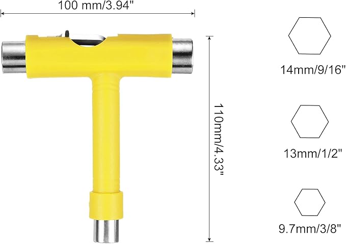 PATIKIL All-in-One Skate Tool, Multi-Function Portable Skateboard Tool T Tool Wrench with L-Type Cross Head Screwdriver