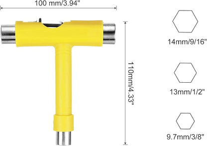 PATIKIL All-in-One Skate Tool, Multi-Function Portable Skateboard Tool T Tool Wrench with L-Type Cross Head Screwdriver