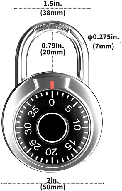 FIGODE Locker Lock, 2 in. Combination Lock, Keyless Padlock for Gym and School Lockers, Black Dial Lock, 2 Pack