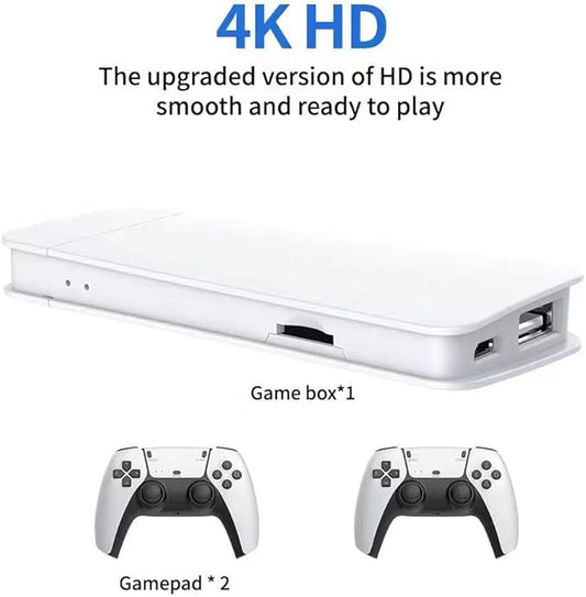 2 Pcs Wireless Retro Game Console, Gaming Stick 4k HDMI Output Built-in 40,000 Games 23 Emulators, 2.4GHz Wireless Controllers, Plug  Play Video Games with 128G TF Card for TV