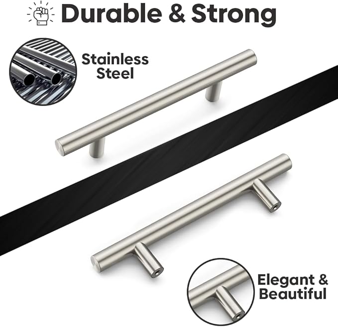 Home & Beyond 10 pcs Brushed Nickel Cabinet Pulls 8.6" (220mm) Handle, 6.3" (160mm) Screw Spacing, Kitchen Cabinet Pulls Brushed Nickel, Cabinet Hardware Dresser Handles, Satin Nickel Cabinet Handles