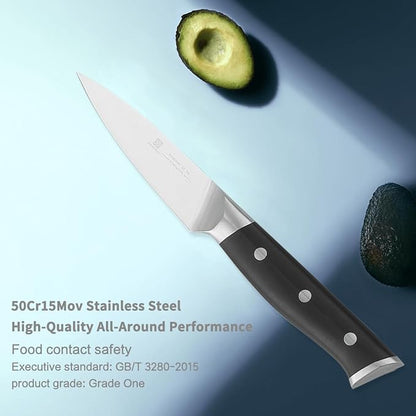 3.5 Inch Paring Knife Home Cooking Chef Gifts for Women Men: Small Sharp Kitchen Knife Ultra-Smooth Cutting Experience,Precision Cutting Kitchen Tool for Effortless Slicing,Peeling,and Trimming,Black