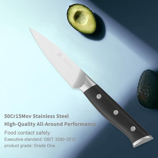 3.5 Inch Paring Knife Home Cooking Chef Gifts for Women Men: Small Sharp Kitchen Knife Ultra-Smooth Cutting Experience,Precision Cutting Kitchen Tool for Effortless Slicing,Peeling,and Trimming,Black