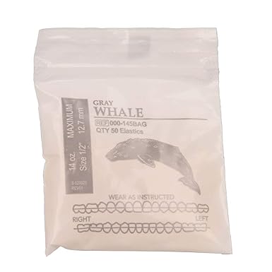 American Orthodontics Elastics Wildlife Gray Whale | Maximum 14 Oz, 1/2" Size, 50 Packs Per Box, 2,500 Elastics | Made in The USA | Exacting Dimensions, Precision Cutting, Top Quality Latex Tubing