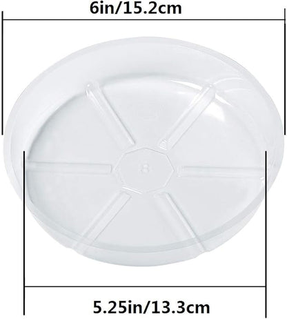 Idyllize 15 Pack, Assorted Sizes 6 8 10 Inch Clear Plastic Plant Saucer Drip Trays for pots, 5 Pieces of Each Size (Assorted Sizes 6'', 8'', 10'')