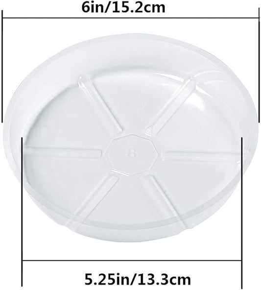 Idyllize 15 Pack, Assorted Sizes 6 8 10 Inch Clear Plastic Plant Saucer Drip Trays for pots, 5 Pieces of Each Size (Assorted Sizes 6'', 8'', 10'')