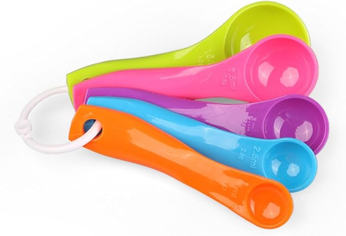 5 in 1 Colorful Plastic Tea Flour Coffee Measuring Spoons Set Kitchen Cooking Baking Tools (Random Color)