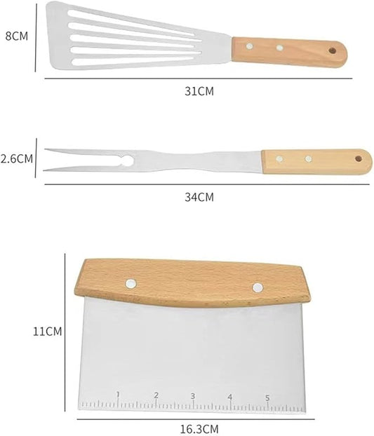 Kitchen Shovel Wooden Handle Pancake Spatula, Stainless Steel Barbecue Tool Set, Cooking Spatula Cooking Spatula Pizza Spatula Kitchen Tool Utensils (Size : 11)