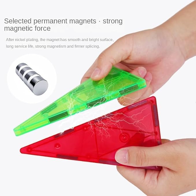 Ziggzo Magnetic Tiles for Kids Ages 4-8 | 100 Magnet Tiles with Storage Bag and 2 Cars | STEM Building Blocks for Creative Learning