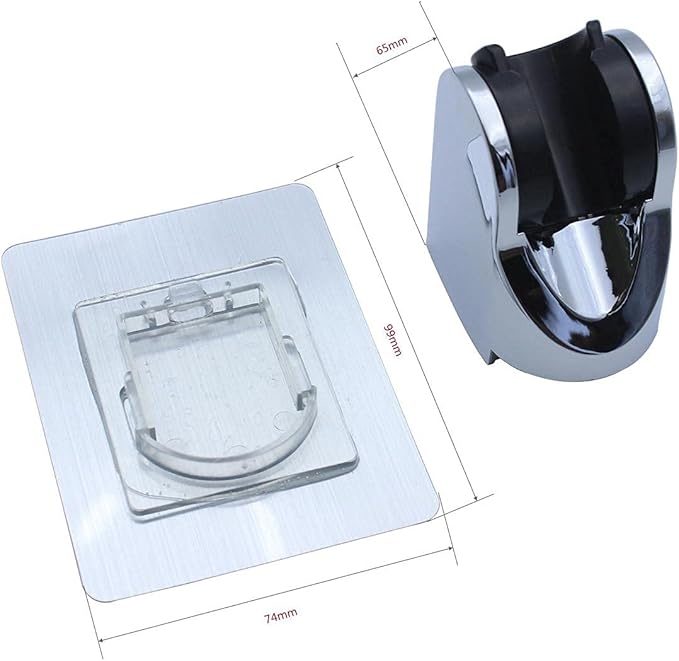 Shower head holder bracket, chrome hand shower holder no drilling no punching self-adhesive, wall mounted adjustable showerhead bracket for bathroom hand shower, bidet sprayer