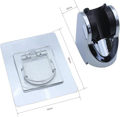 Shower head holder bracket, chrome hand shower holder no drilling no punching self-adhesive, wall mounted adjustable showerhead bracket for bathroom hand shower, bidet sprayer