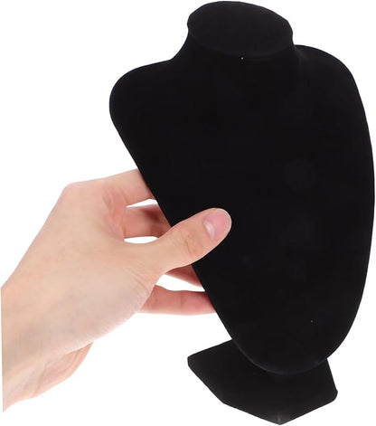 Zerodeko Versatile Jewelry Organizer Suede Bust Display Stand for Necklaces Black 22x15cm
