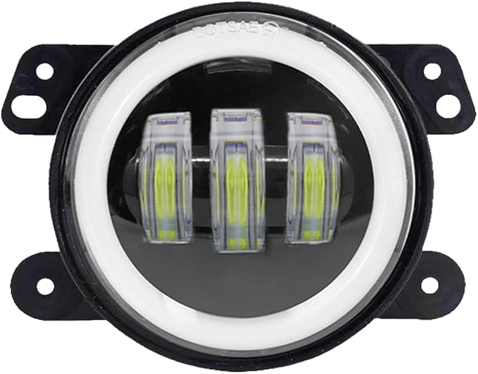 4 Inch LED Fog Lights with White Yellow Ring for Offroad Trucks SUV for jeep - 8000LM Waterproof Work Light Bar 10-30V(4 Inches)