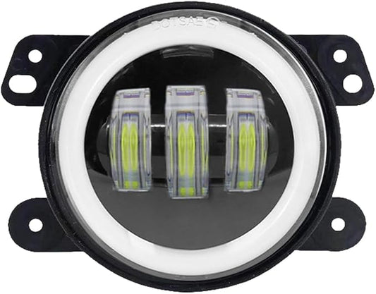 4 Inch LED Fog Lights with White Yellow Ring for Offroad Trucks SUV for jeep - 8000LM Waterproof Work Light Bar 10-30V(4 Inches)