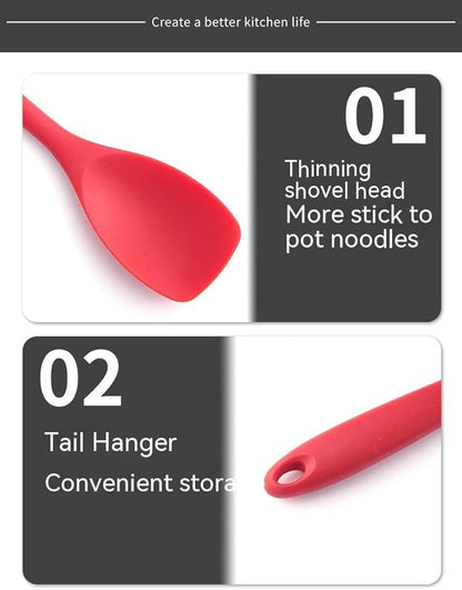 Silicone Spatulas for Cooking Non-Stick Pizza Shovel Beef Meat Egg Scraper Heat-Resistant Turners Tools Cookware for Egg, Pancake, Steak (Black)