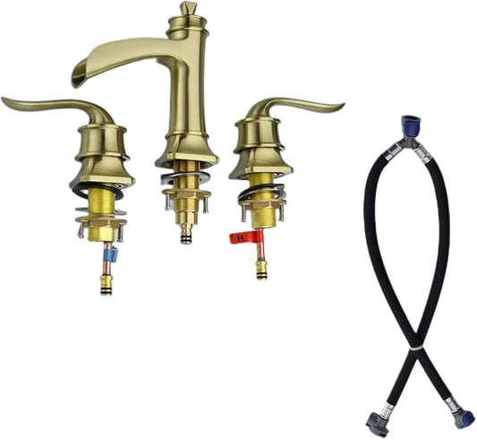 Replacement Part Quick Connect Hose for Bathtub Tub Filler Bathroom 3 Hole Sink Basin Vanity Widespread Double Handle Faucet Water Faucet Lock Faucet Supply Lines,Black