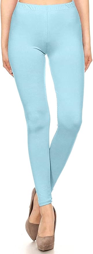 Leggings Depot Women's High Waist Leggings Soft 1” Waistband Solid Pants - Regular, Plus, 1X3X, 3X5X